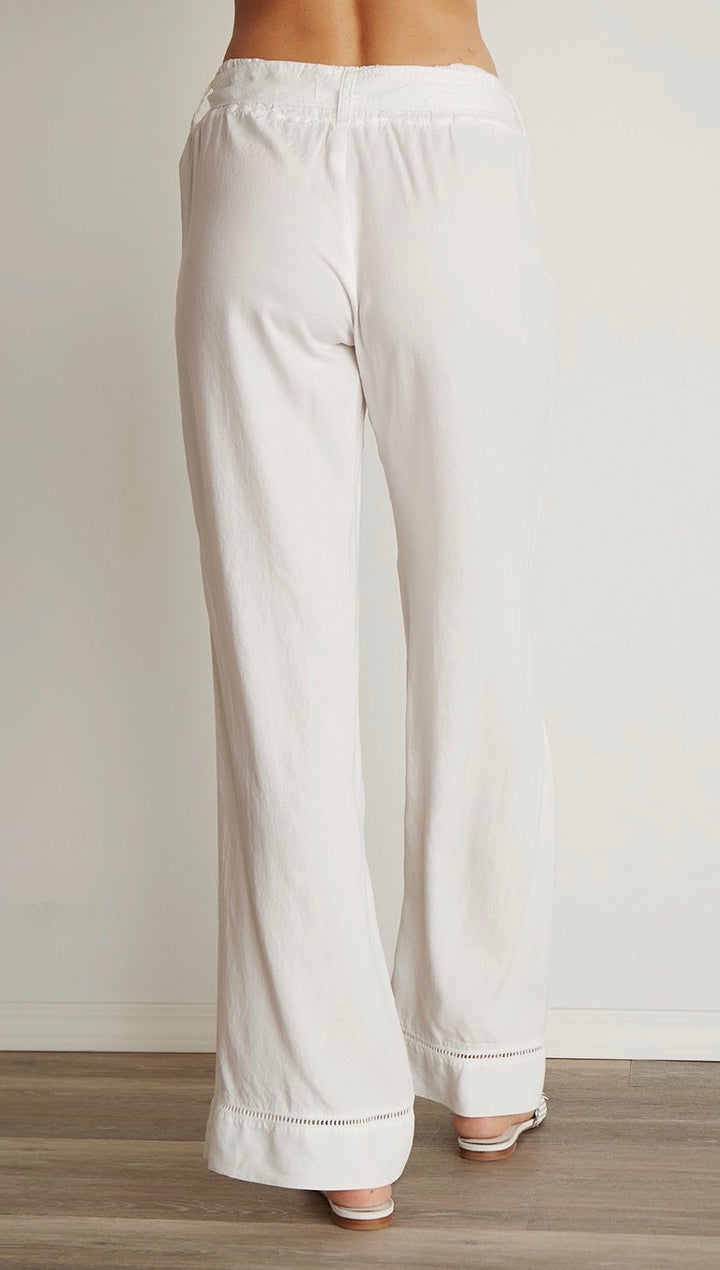 Bella Dahl Trimmed Belted Wide Leg Cargo Pants White Tencel I ShopAA