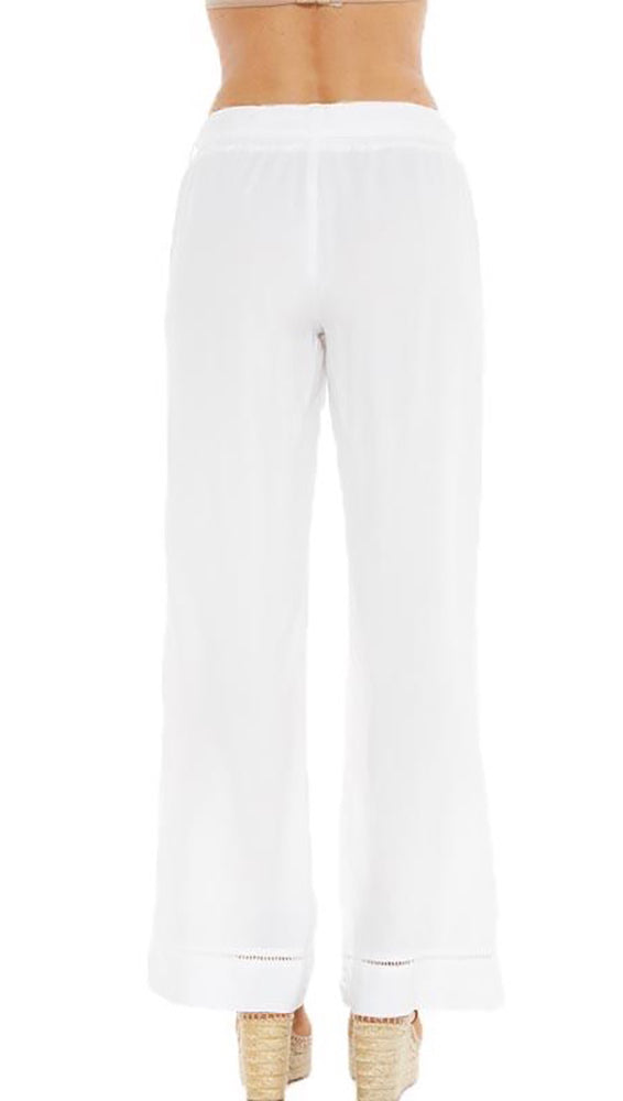 Bella Dahl Trimmed Belted Wide Leg Cargo Pants White Tencel I ShopAA