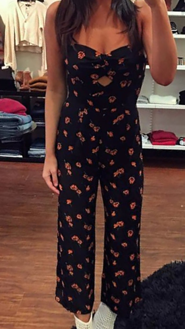 Blue Life Elle Cut Out Jumpsuit Black Poppy Field Red Rose | ShopAA