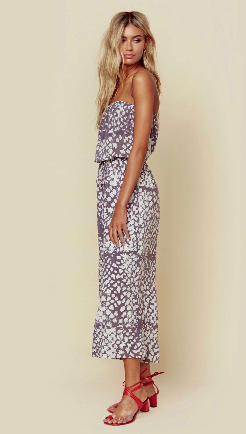 Blue Life Bell Strapless Jumper Leopard Grey Wide Crop Leg I ShopAA