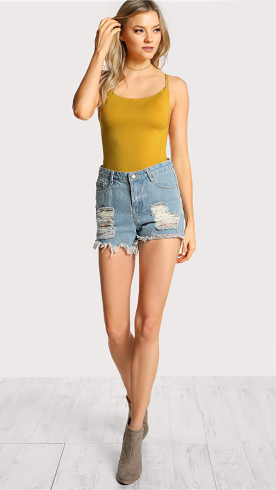 Chloe Strappy Open Back Bodysuit Yellow Thong Sexy ShopAA