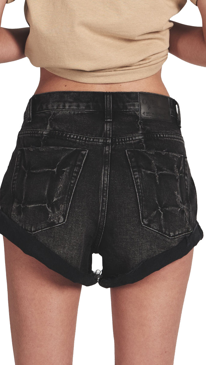 Multiplikation sekvens software One Teaspoon Bandits Denim Shorts in Double Bass Black Distressed Fray –  ShopAA