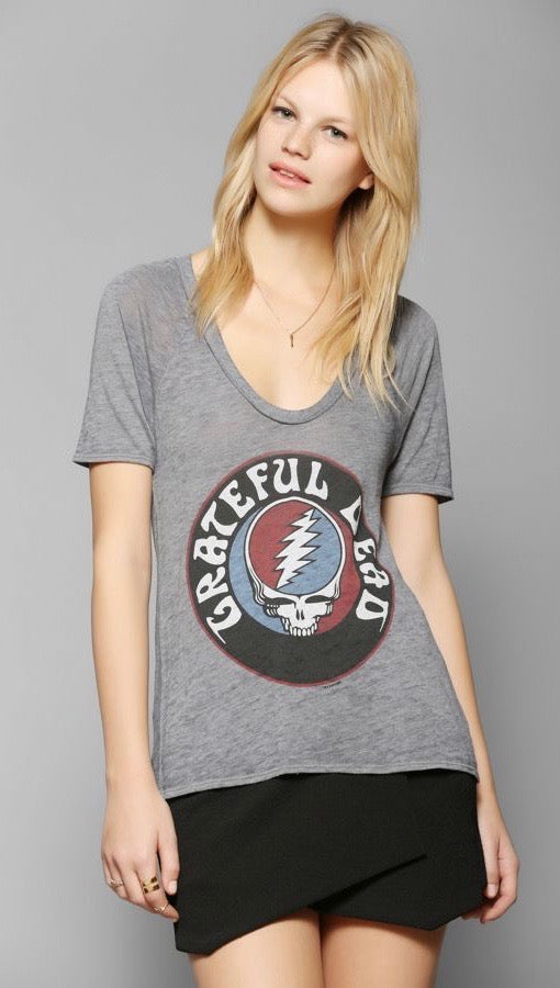 Chaser Grateful Dead Steal Your Face Logo Shirt Streaky Grey | ShopAA