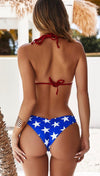 Chynna Dolls Strappy Red Shimmer Blue Star Scrunch Bikini  | ShopAA