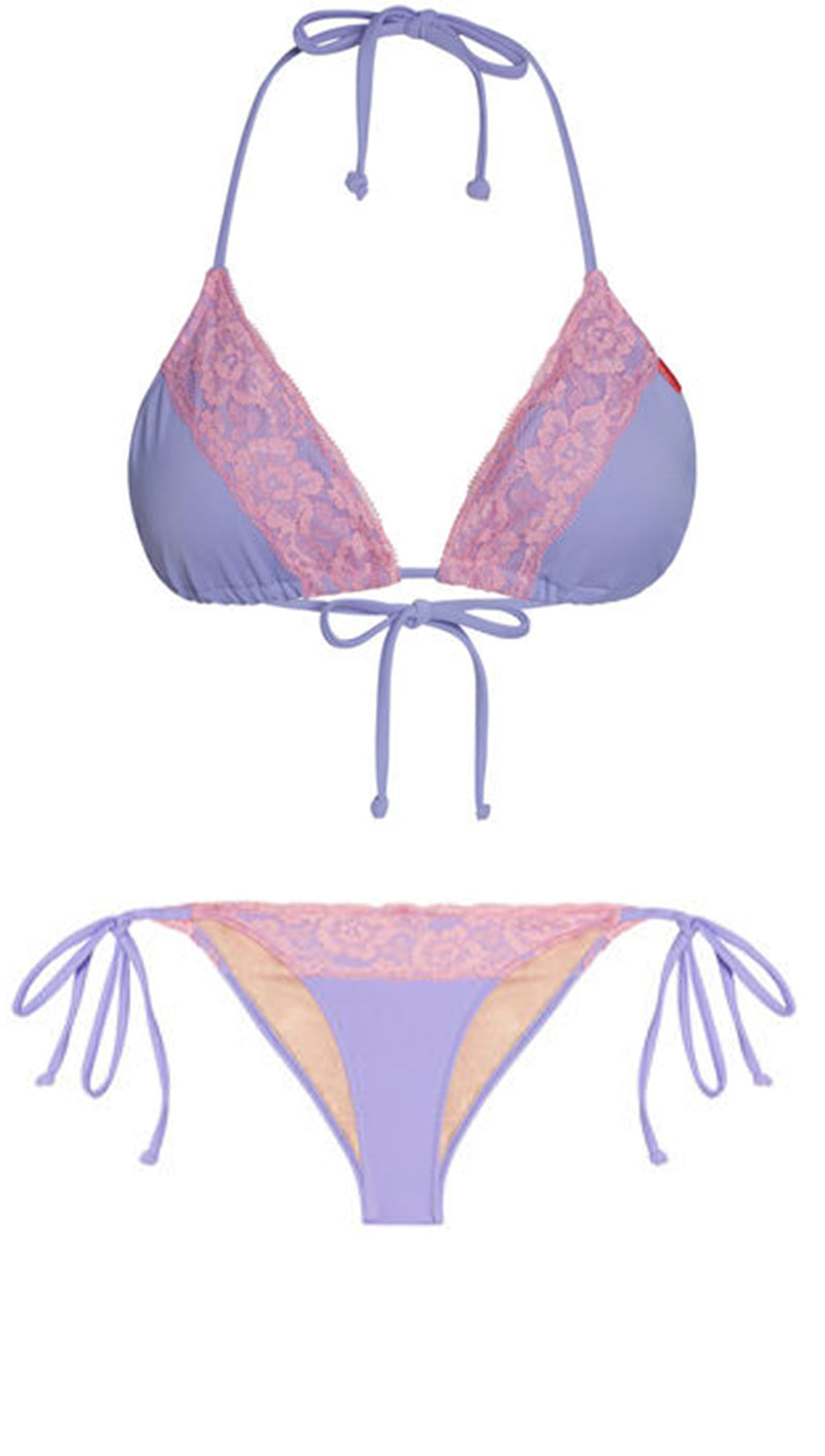 Chynna Dolls Swim Lilac Purple Baby Pink Edge Lace Bikini | ShopAA