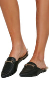 Slip On Chic Black Faux Fur Loafer Slides Vega Leather Buckle ShopAA