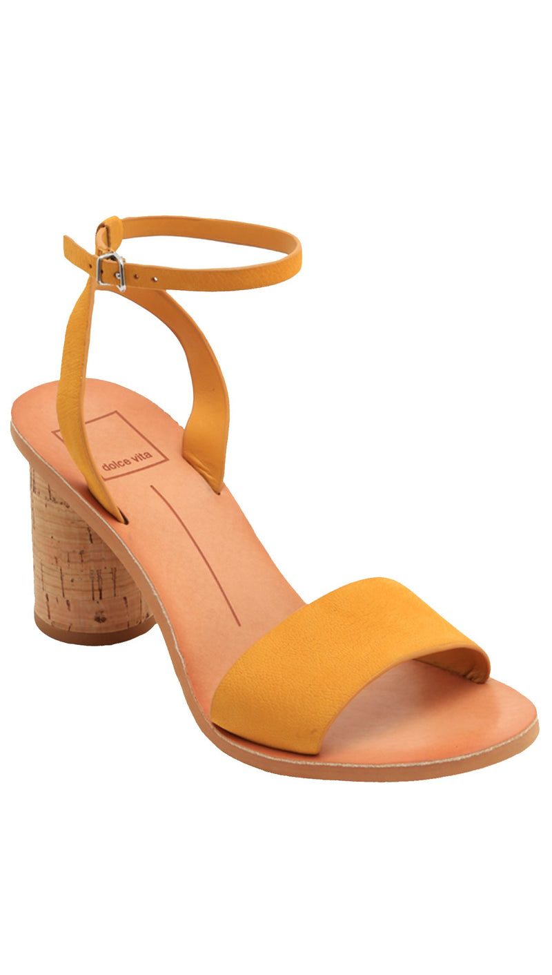 dolce vita Jali honey nubuck heel sandals open toe shoes yellow leather ankle straps shopaa.com