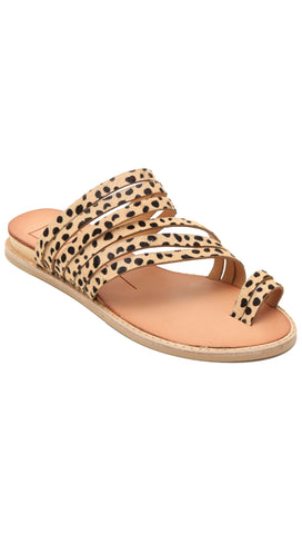 Dolce Vita Nelly Leopard Calf Hair Slip On Strappy Flat Sandal ShopAA