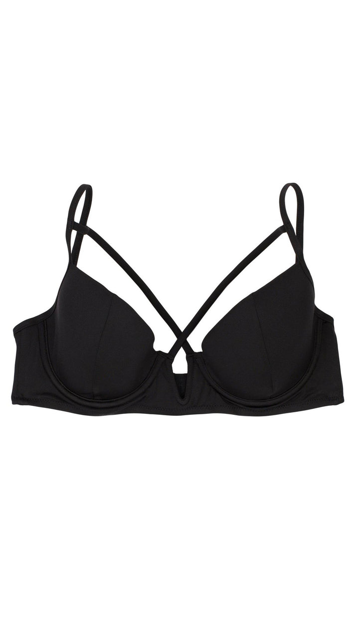Beach Bunny Swimwear Dylan Underwire Push Up Bikini Top Black | ShopAA