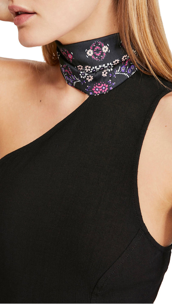 Free People Caroline One-Shoulder Sleeveless Tank Top Black I ShopAA