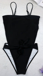 Adrianna One Piece Front Tie Swimwear Monokini Black | ShopAA