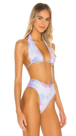 Frankies Bikinis Jordan Top Funfetti Rainbow Tie Dye Halter Convertible I ShopAA
