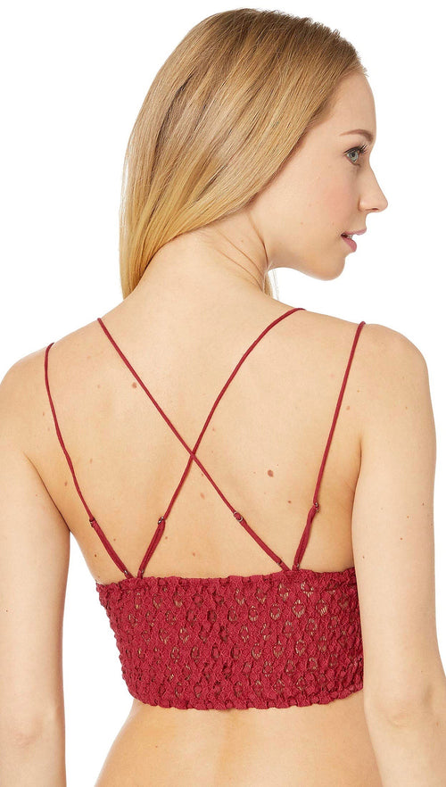 Free People Adella Bralette Garnet Red Intimates Floral Lace | ShopAA