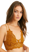 Free People Adella Bralette Gold Rust Intimates Floral Lace | ShopAA