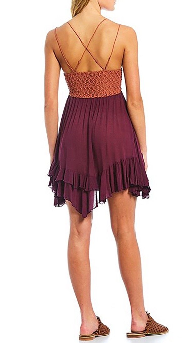 Free People Adella Slip Dress Copper Combo Lace Crochet | ShopAA