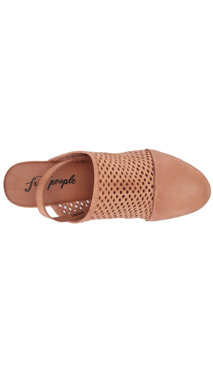 Free People Logan Natural Brown Leather Preforated Sling Back Clogs I ShopAA