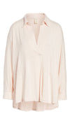 Free People Can't Fool Me Collar V Neck Tee Blouse Soft Peach Pink