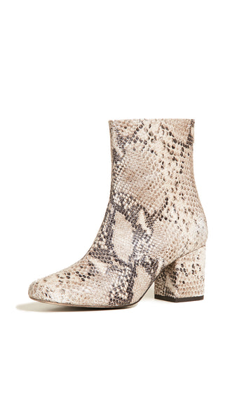Free People Cecile Block Heel Ankle Boots Taupe Snake Animal Shoes – ShopAA