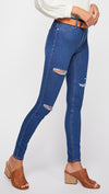  Free People High Rise Destroyed Long And Lean 70s Blue Jegging l ShopAA