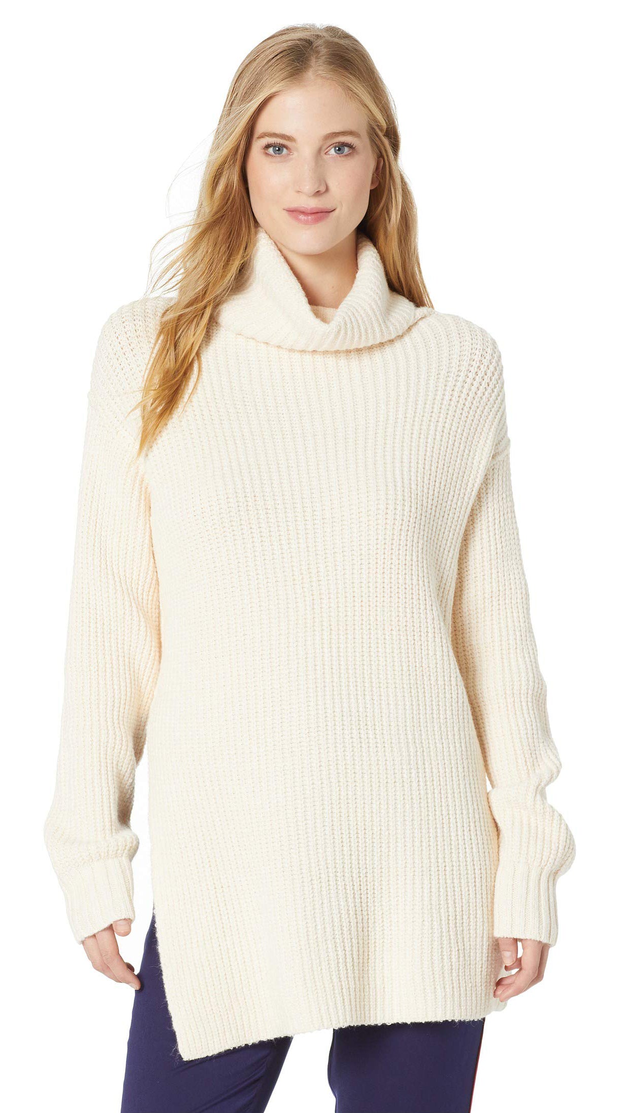 Free People Eleven Sweater Cream Oversized Turtleneck Rib