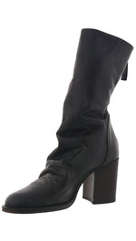 Free People Elle Block Heel Booties Black Leather Slouchy Shoes Boots
