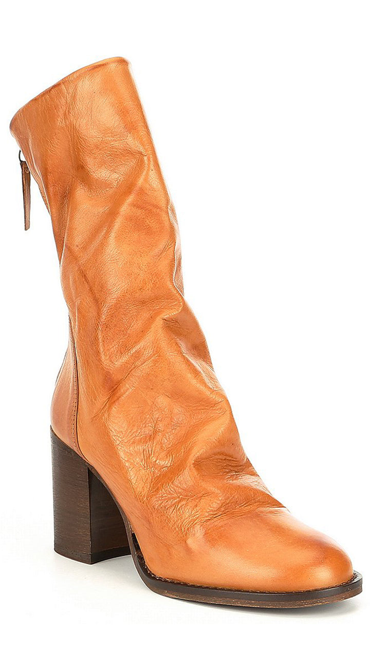 Free People Elle Block Heel Booties Taupe Brown Shoes Leather Boots