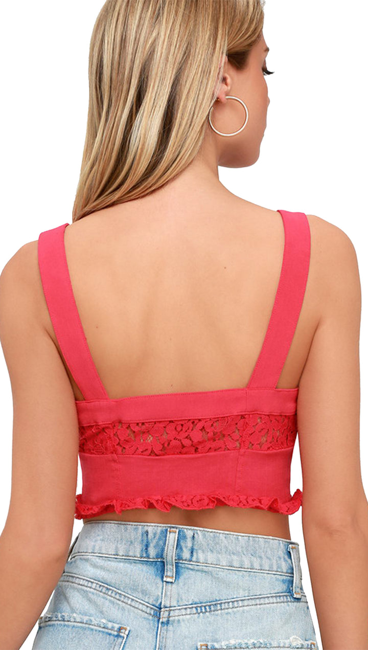 Free People Here I Go Brami Top Red Lace Bra Crop Top Intimates | ShopAA