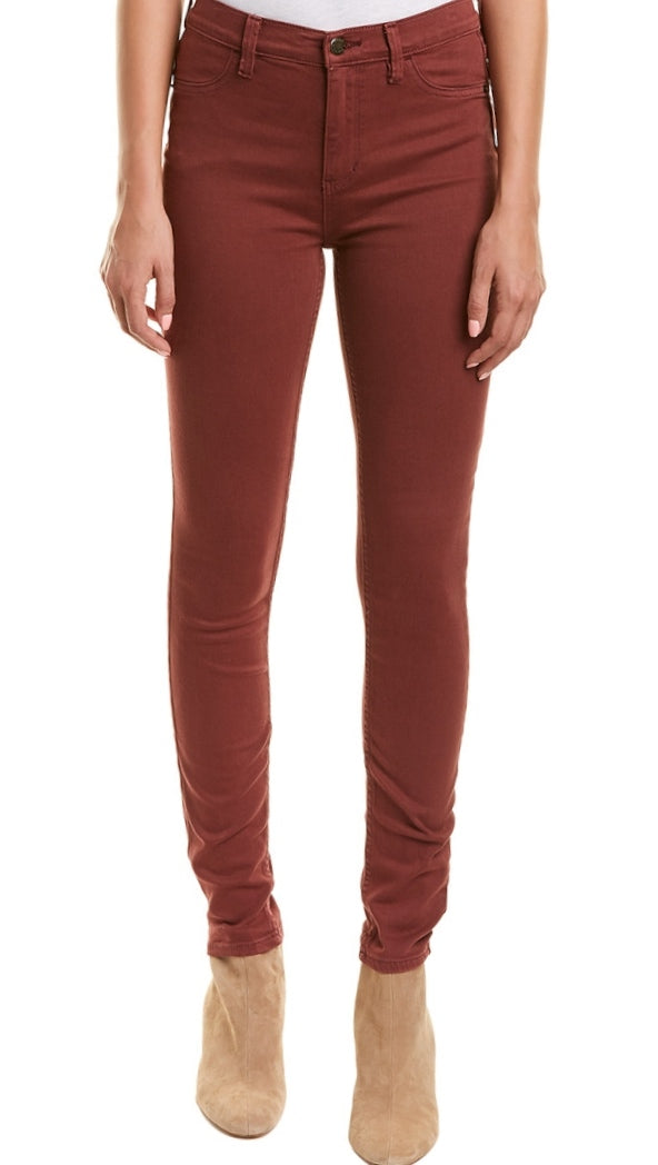 Free People High Rise Red Mocha Long And Lean Skinny Leg Denim Jegging