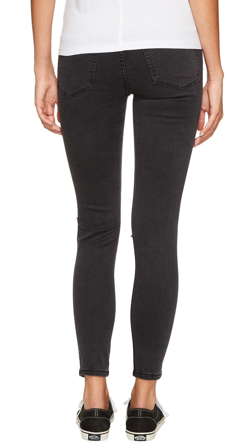 Free People High Rise Busted Skinny Knee Denim Jean Washed Carbon Black ...