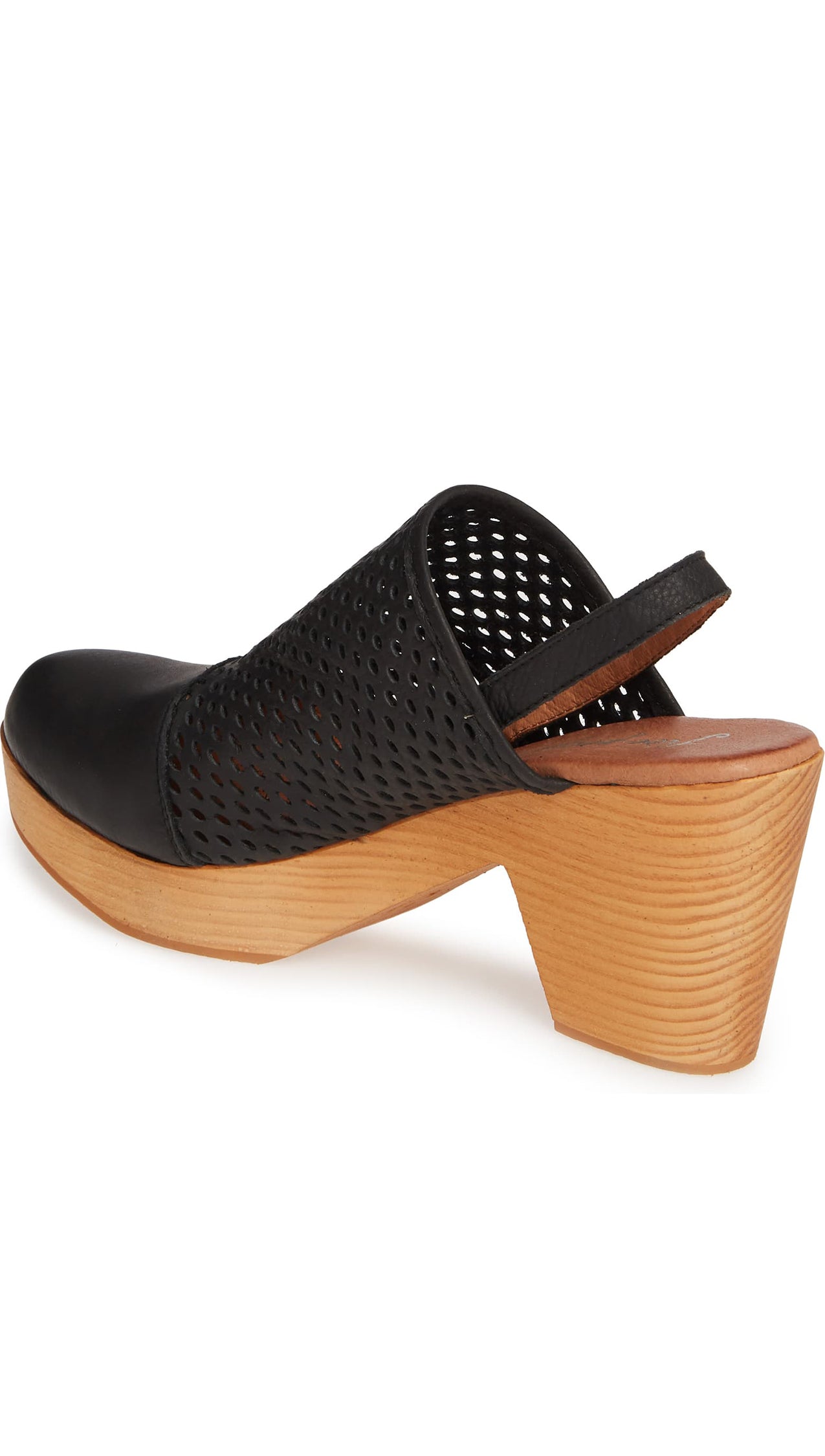 Free People Logan Black Leather Clogs Wood Heel Platform Shoes I