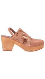 Free People Logan Natural Brown Leather Preforated Sling Back Clogs I ShopAA