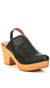 Free People Logan Black Leather Clogs Wood Heel Platform Shoes I ShopAA