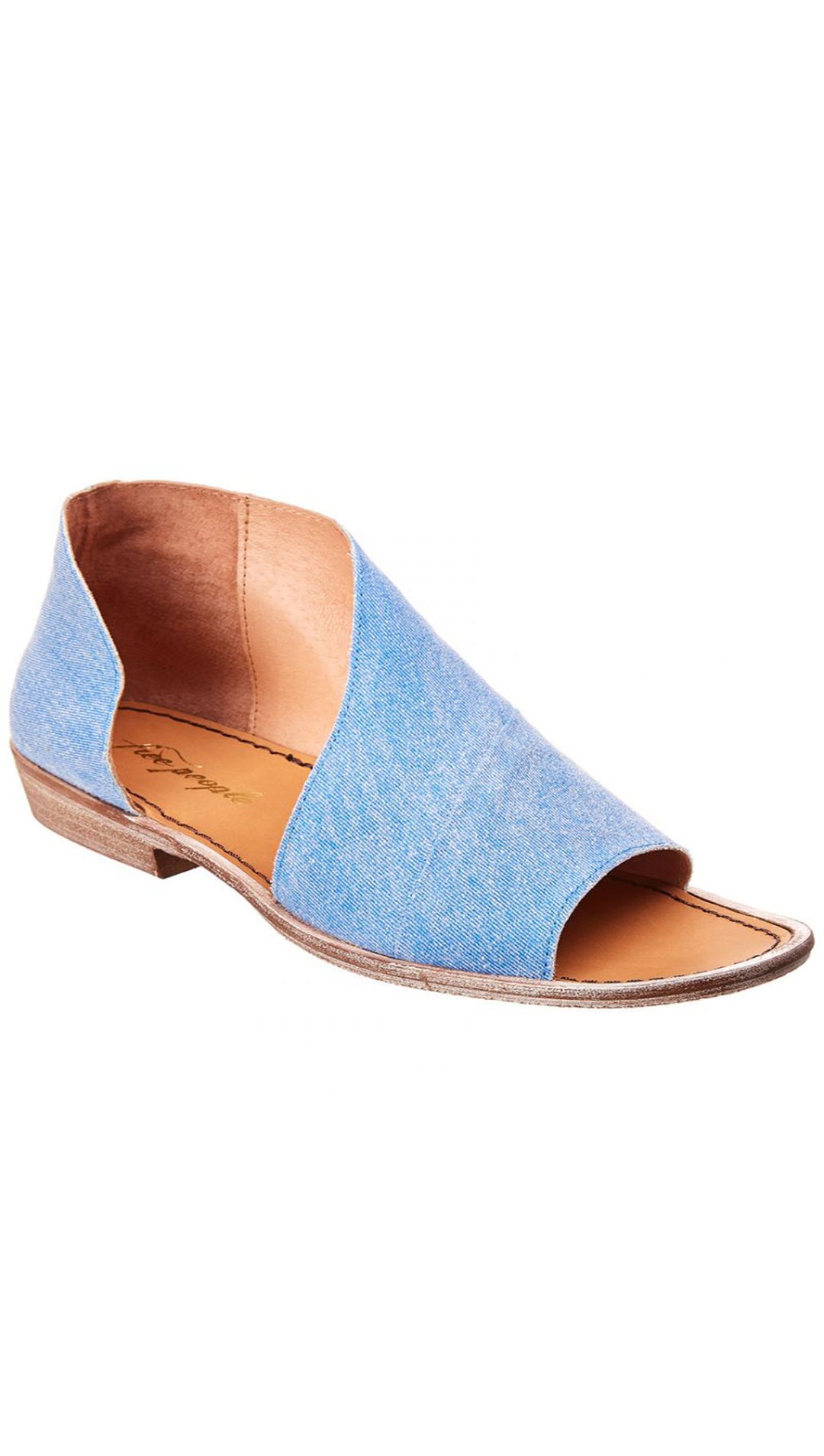 Free People Mont Blanc Sandal Washed Denim Slip On Shoes | ShopAA