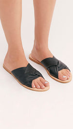 Free People Rio Vista Slide Sandals Flats Black Leather Backless ShopAA