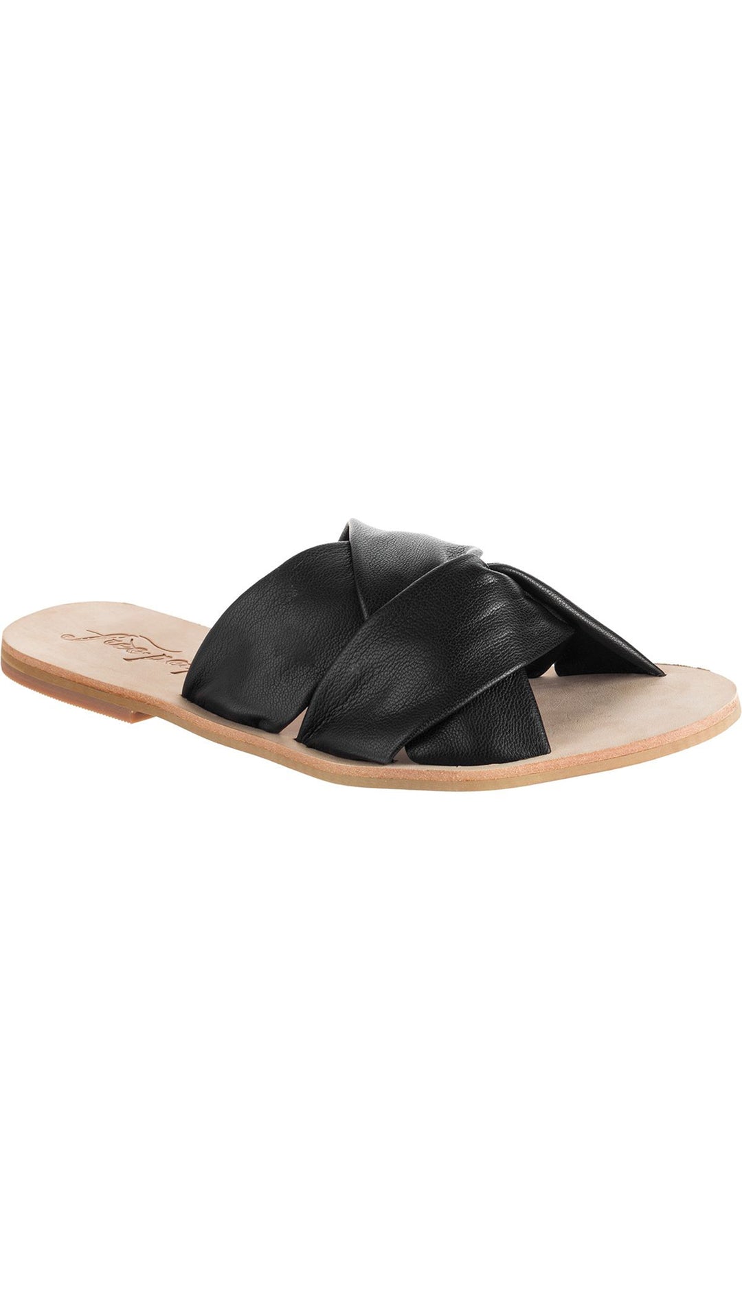 Free People Rio Vista Slide Sandals Flats Black Leather Backless ShopAA