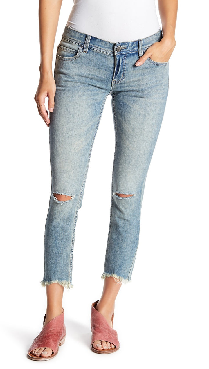 Free People Destroyed Skinny Jean Sitka Frayed Denim Pants l ShopAA