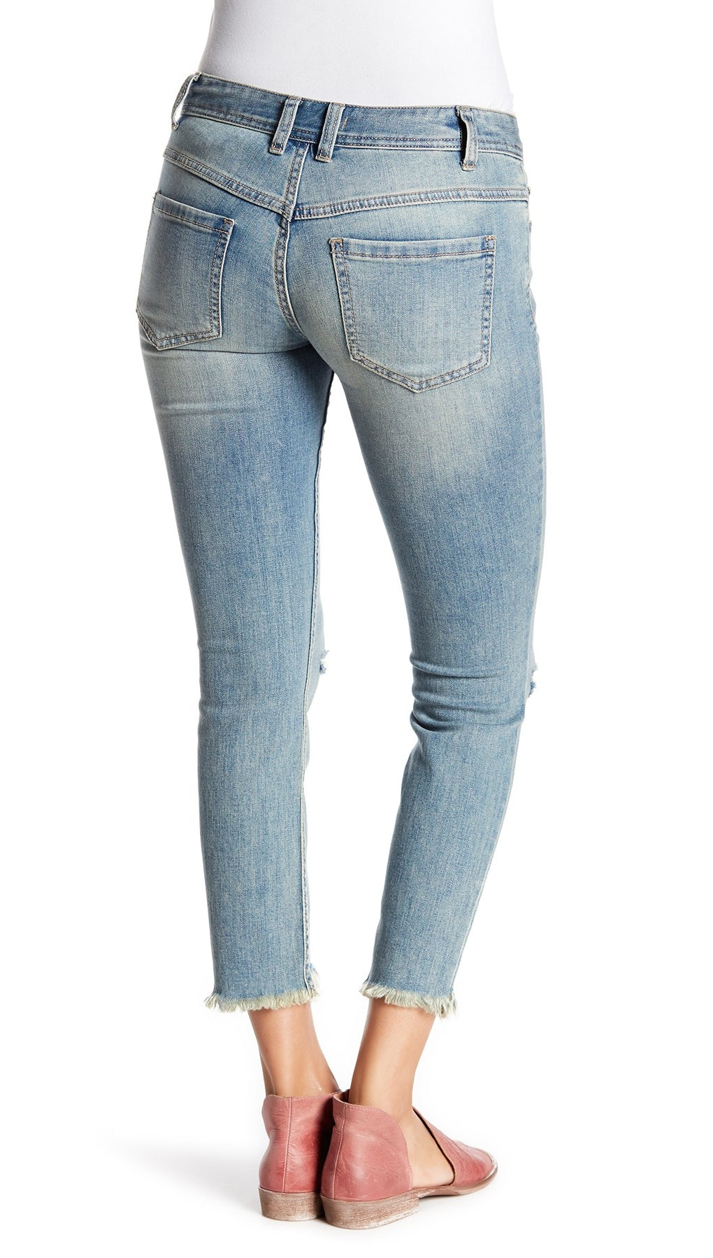 Free People Destroyed Skinny Jean Sitka Frayed Denim Pants l ShopAA