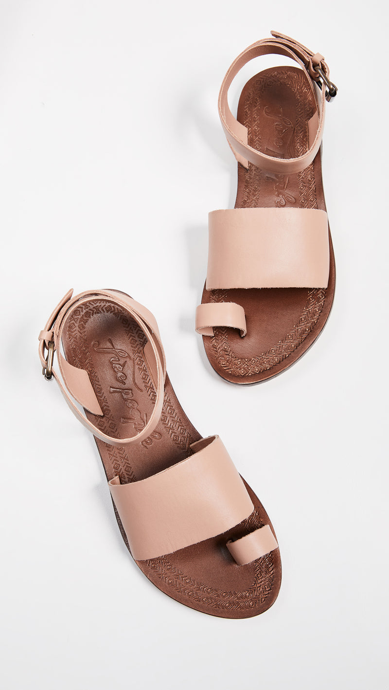 Free People Torrence Sandal Rose Shoes Pink Leather Strap Toe Ring