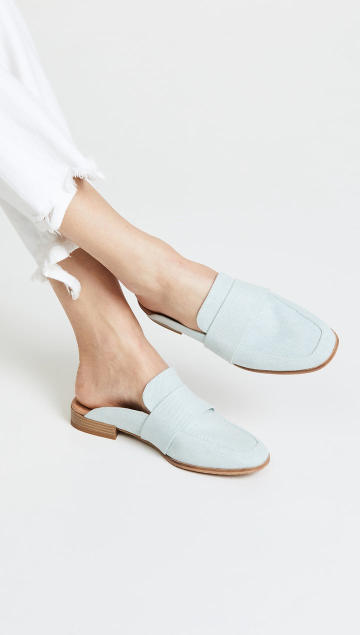 Free People Textile At Ease Loafer Washed Denim Mule Slides | ShopAA