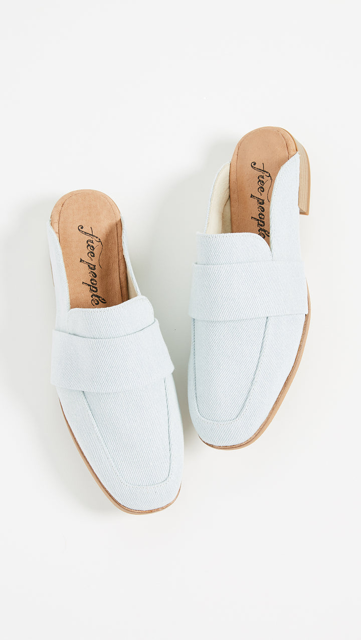 Free People Textile At Ease Loafer Washed Denim Mule Slides | ShopAA