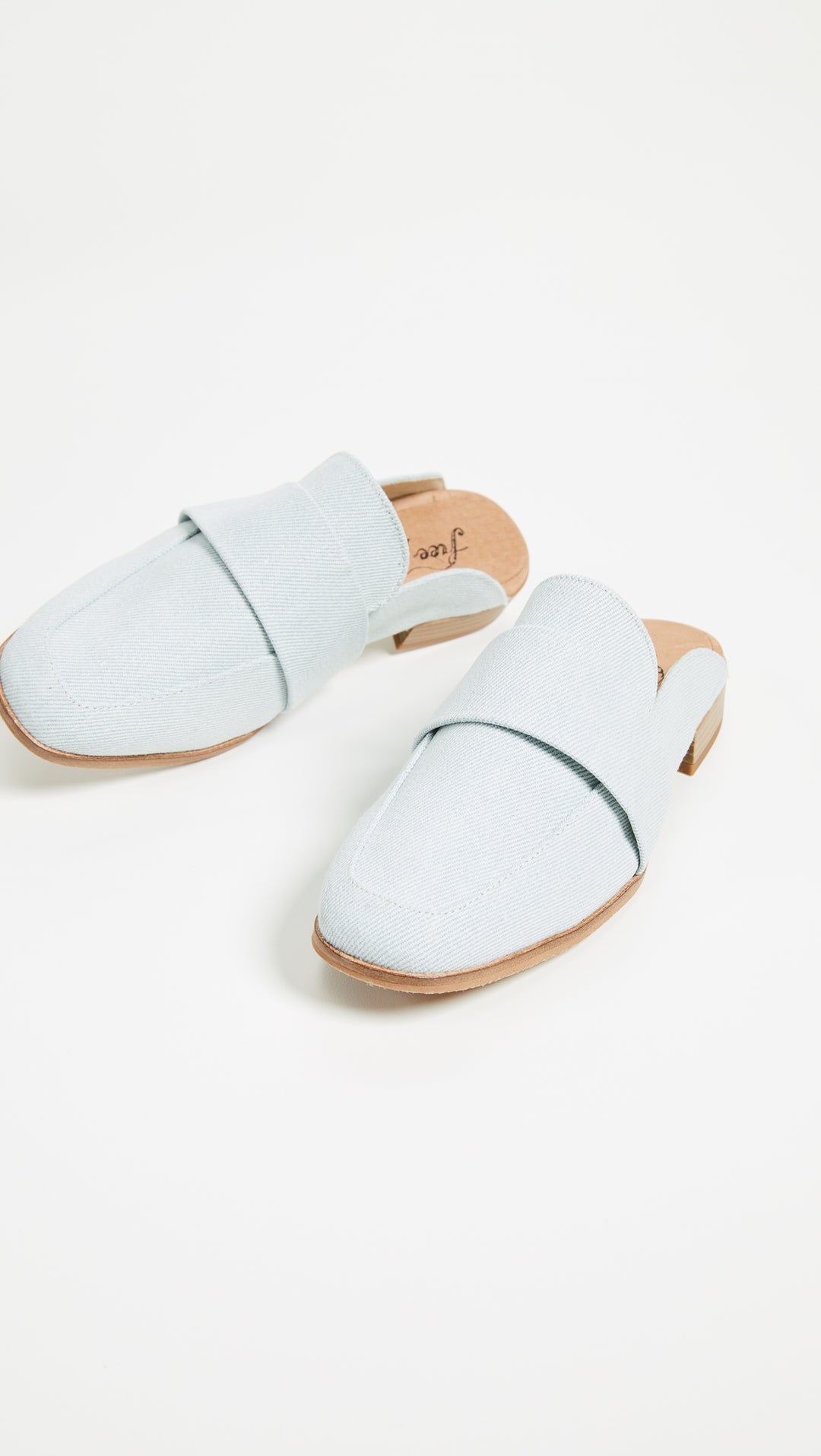 Free People Textile At Ease Loafer Washed Denim Mule Slides | ShopAA