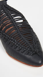 Free People Dana Woven Braided Flats Black Ankle Tie Mules I ShopAA