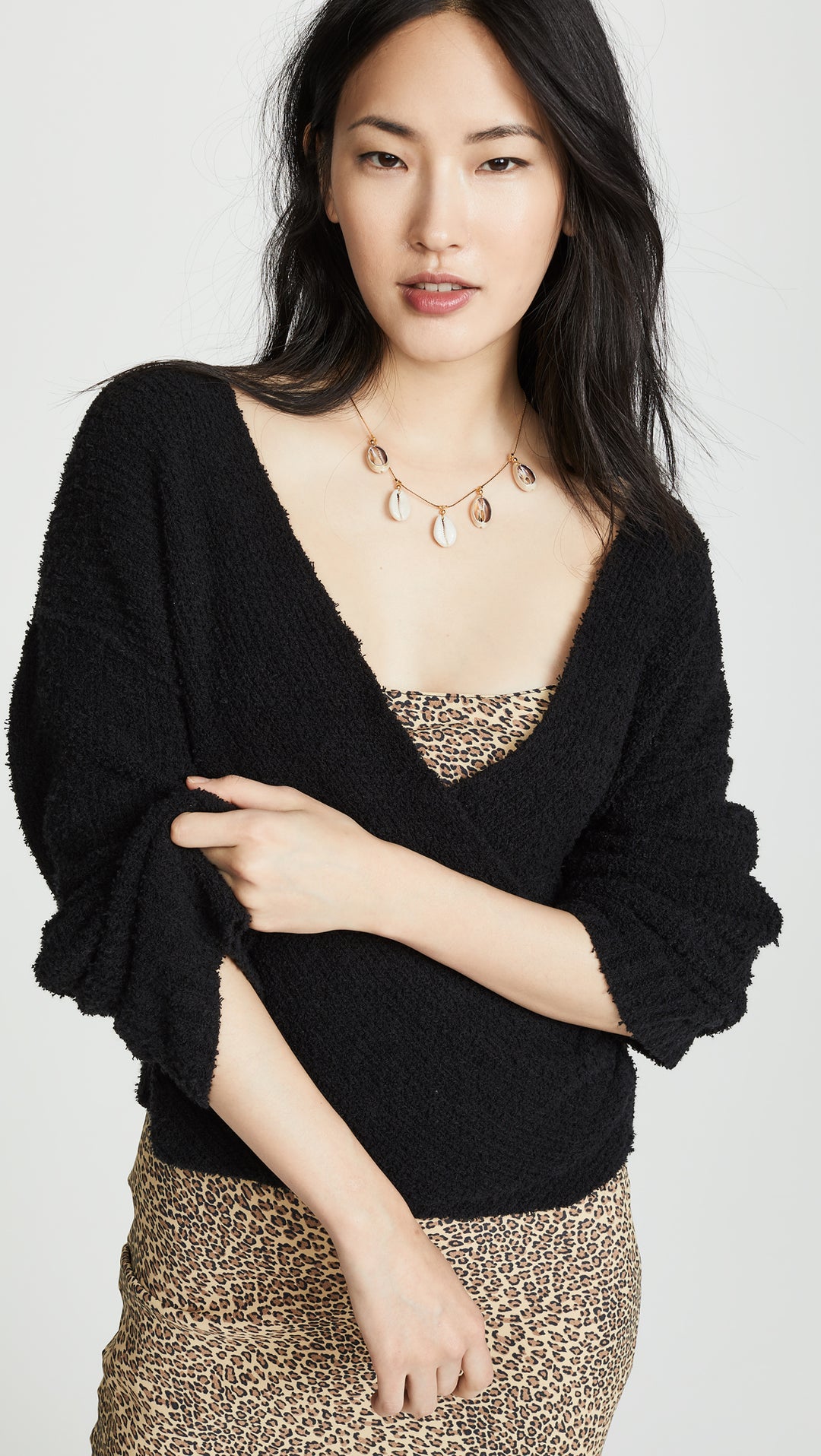 Free People Sensual Wrap Sweater Black V Neck Wrap Knit I ShopAA