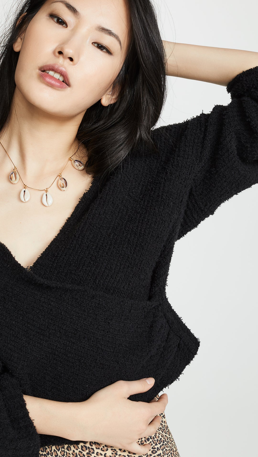 Free People Sensual Wrap Sweater Black V Neck Wrap Knit I ShopAA