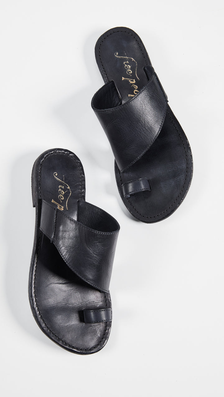 Free People Sant Antoni Slides Black Sandals Toe Loop Flats I ShopAA