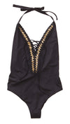 Beach Bunny Swimwear Got Me In Chains One Piece Black Lace Up