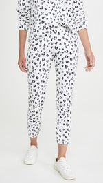 MONROW Heart Leopard Print Elastic Waist Sweats Natural Pants White ShopAA