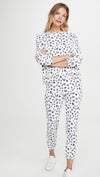 MONROW Heart Leopard Print Elastic Waist Sweats Natural Pants White ShopAA
