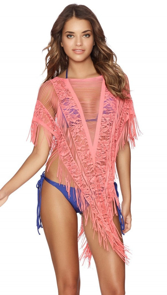 Lipstick Pink Beach Bunny Swimwear Indian Summer Poncho