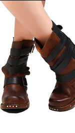 Jeffrey Campbell Rougues Short Buckle Boot Brown Black Leather